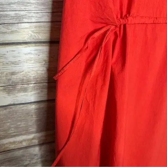 MANUELLE GUIBAL red Poplin pop over dress with drawstring waist S - Picture 5 of 10